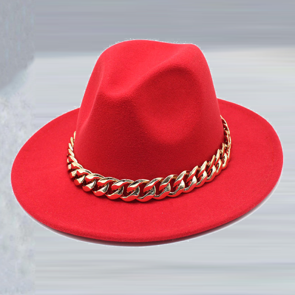 Sombrero rojo de cadenas de patchwork de celebridades callejeras