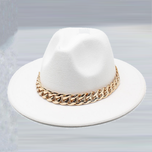 Sombrero de cadenas de patchwork de celebridades callejeras blancas