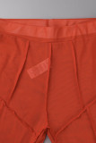 Красные сексуальные однотонные прозрачные узкие однотонные брюки-карандаш с высокой талией