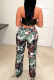 Camouflage Casual Street Print Camouflage Print Patchwork Gerade Low Waist Full Print Bottoms