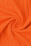 Оранжевые сексуальные сплошные выдолбленные платья с длинными рукавами на половину водолазки