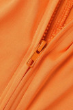 Tangerine Sexy Solid Patchwork Asymmetrischer quadratischer Kragen zweiteilig