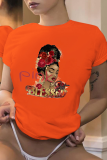 T-shirts à col rond et patchwork à imprimé vintage Orange Street