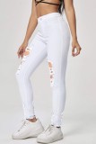 Vita Casual Solid Ripped High Waist Skinny Denim Jeans