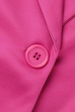 Capispalla con colletto rovesciato in piume con bottoni patchwork casual casual rosa rosa