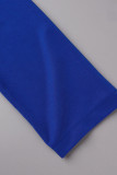 Robes de jupe crayon à col rond élégantes en patchwork bleu royal