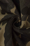 Camouflage Street Print Camouflage Print Tasca patchwork Cerniera Colletto con cappuccio Capispalla