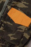 Camouflage Street Print Camouflage Print Patchwork Tasche Reißverschluss Kapuzenkragen Oberbekleidung