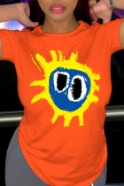 Orange Street T-shirts met dagelijkse print en patchwork met ronde hals