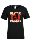 Schwarze Patchwork-T-Shirts mit O-Ausschnitt und Straßendruck