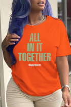 Orange Street T-shirts met vintage print en letter O-hals