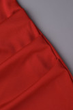 Röd Sexig Solid Patchwork Asymmetrisk Off the Shoulder Pencil Skirt Klänningar