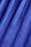 Colorido azul sexy sólido vazado patchwork sem costas dobrado frente única sem mangas duas peças