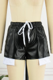 Pink Sexy Solid Patchwork Regular High Waist Conventional Solid Color Shorts