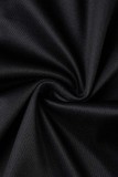 Zwarte kaki casual print patchwork vierkante kraag grote maten jumpsuits