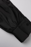 Schwarze, lässige, solide Bandage-Patchwork-Tops mit asymmetrischem V-Ausschnitt
