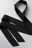 Zwart Casual Effen Bandage Patchwork Asymmetrische V-hals Tops
