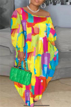 Robe imprimée à une épaule imprimée en couleur Robes