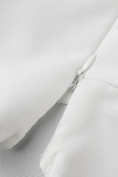 Milky Street Solid Patchwork Slit Asymmetrical Turndown Collar Half Sleeve Two Pieces