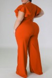 Rood Casual Solid Basic V-hals Jumpsuits in grote maten