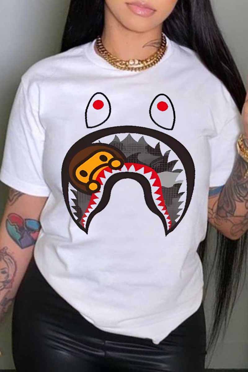 

Milky Casual Print Patchwork O Neck T-Shirts