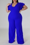 Wit Casual Solid Basic V-hals Jumpsuits in grote maten