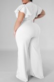 Vita Casual Solid Basic V Neck Plus Size Jumpsuits