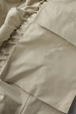 Khaki Casual Solid Patchwork Pocket Fold Vita alta Pantaloni dritti in tinta unita