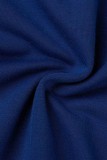 Blau Lässige Basic-Hose mit hohem Bund und normalem Positionierungsdruck