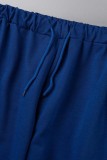 Синие повседневные классические классические брюки с принтом и буквенным принтом с высокой талией