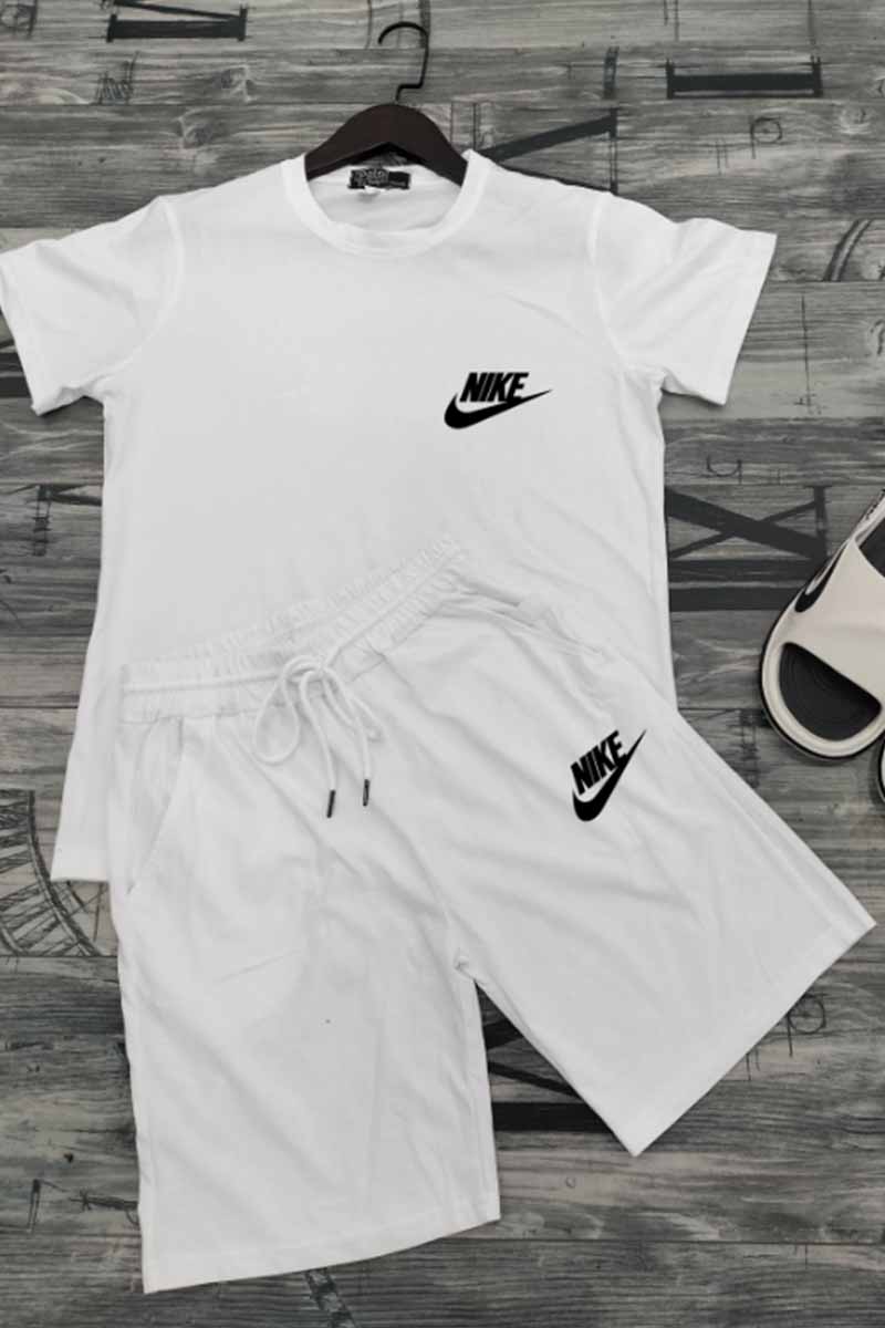 

White Casual Print Letter O Neck Short Sleeve Two Pieces