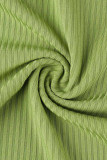 Зеленые Повседневные однотонные Пэчворк О-образный вырез Без рукавов Из двух частей