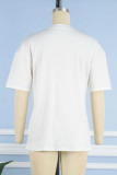 T-shirts décontractés blancs à col rond et patchwork à imprimé de rue