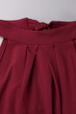 Rode casual effen patchwork rugloze vouw halter rechte jurken