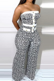 Tawny sexy straatprint patchwork strapless rechte jumpsuits