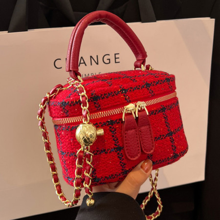 Red Casual Patchwork Zipper Bags