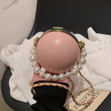 Pink Casual Patchwork Pearl Bags