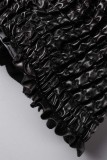 Zwart Casual Effen Patchwork Normaal Hoge taille Conventionele Effen kleur Rokken