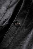 Vestidos casuales de manga larga con cuello camisero de patchwork negro