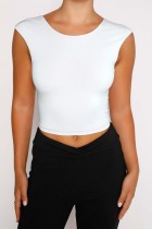 Witte Sexy Casual Solid Bandage Backless O Neck Tops