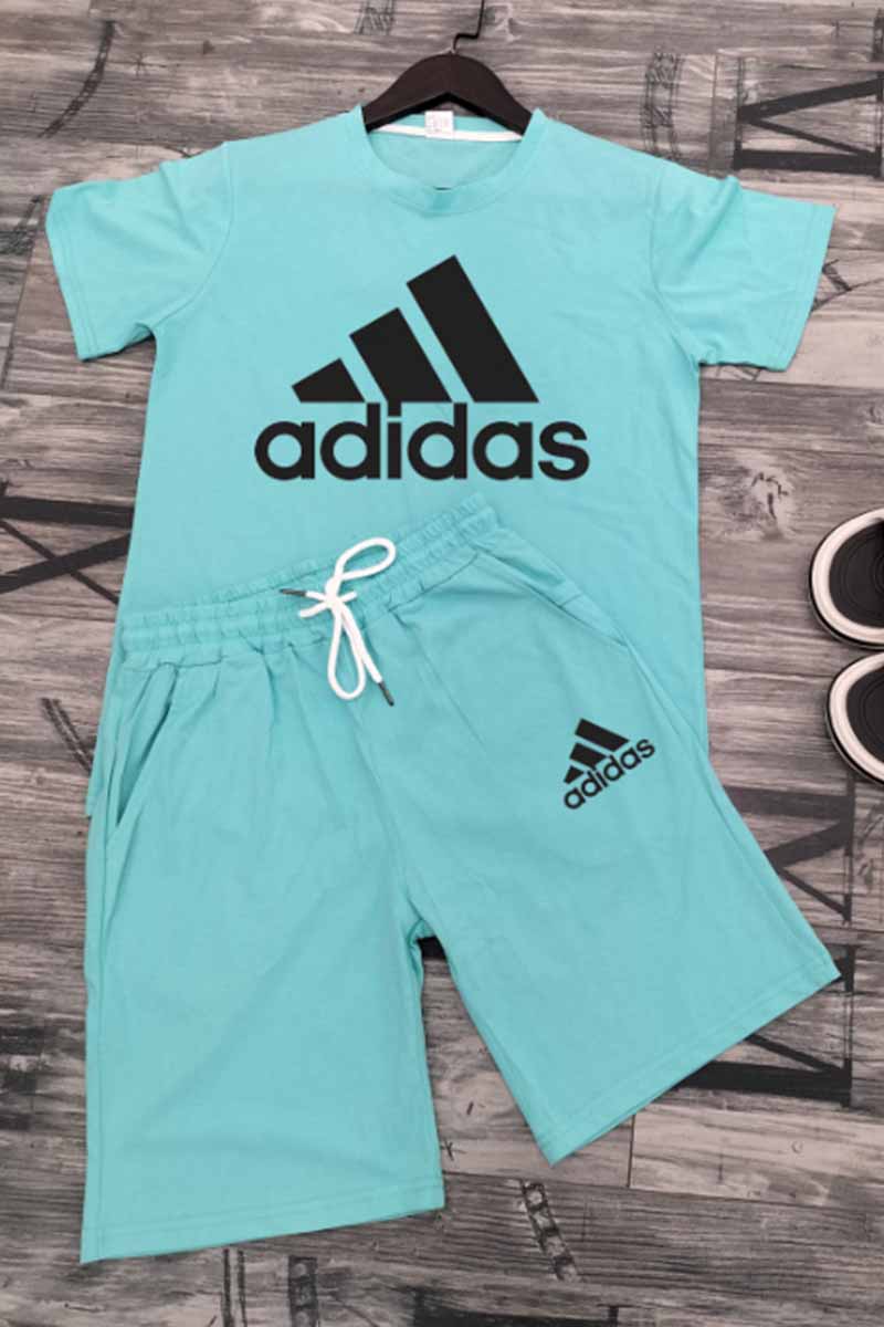 

Green Casual Print Letter O Neck Short Sleeve Two Pieces