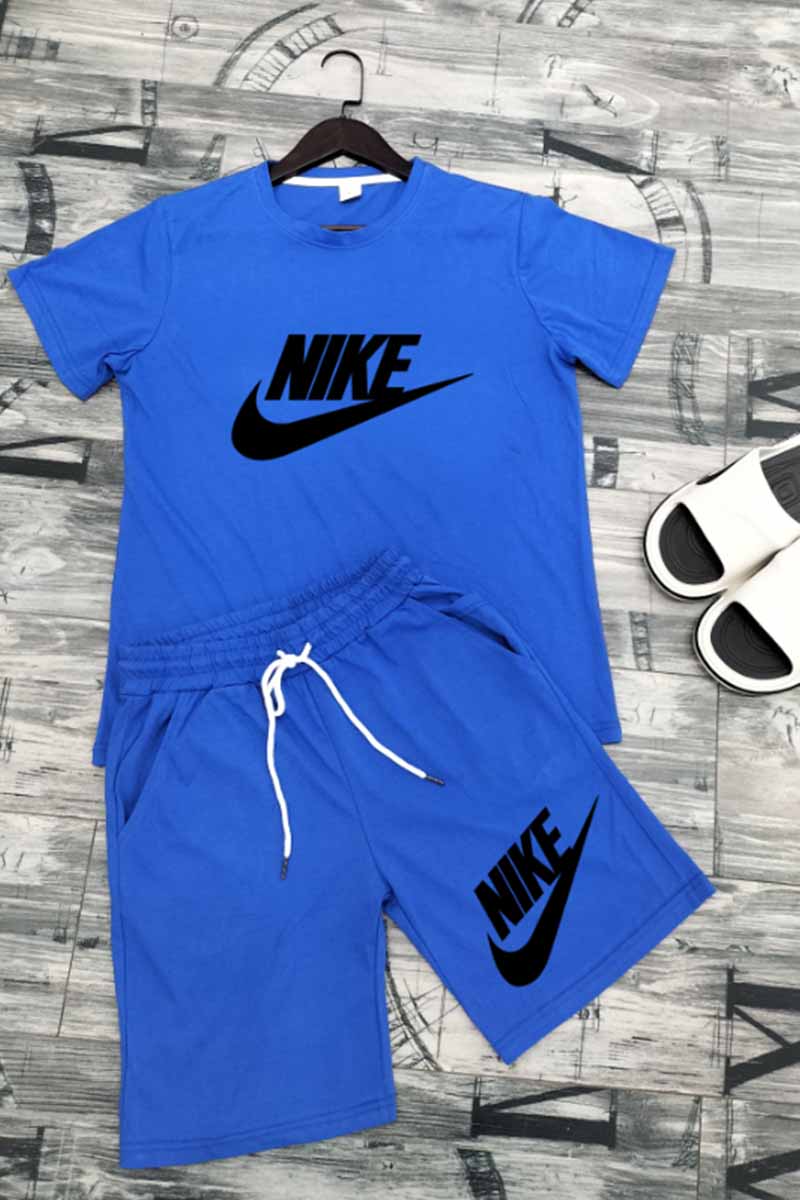 

Royal Blue Casual Print Letter O Neck Short Sleeve Two Pieces