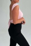 Donkergrijze Sexy Casual Solid Bandage Backless O Neck Tops