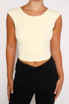 Abricot Sexy Casual Solid Bandage Backless O Neck Tops