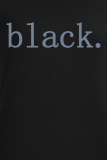 Zwarte Casual Street Print Patchwork T-shirts met letter O-hals