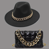 Beige Street Celebrities Patchwork Chains Hat（Hatt+väska）