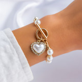 Bracelets de perles de chaînes de patchwork décontractés en or blanc