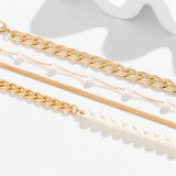 Braccialetti di perle con catene patchwork casual bianche