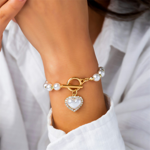 Bracelets de perles de chaînes de patchwork décontractés blancs