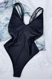 Costumi da bagno senza schienale solidi sexy neri (con imbottiture)